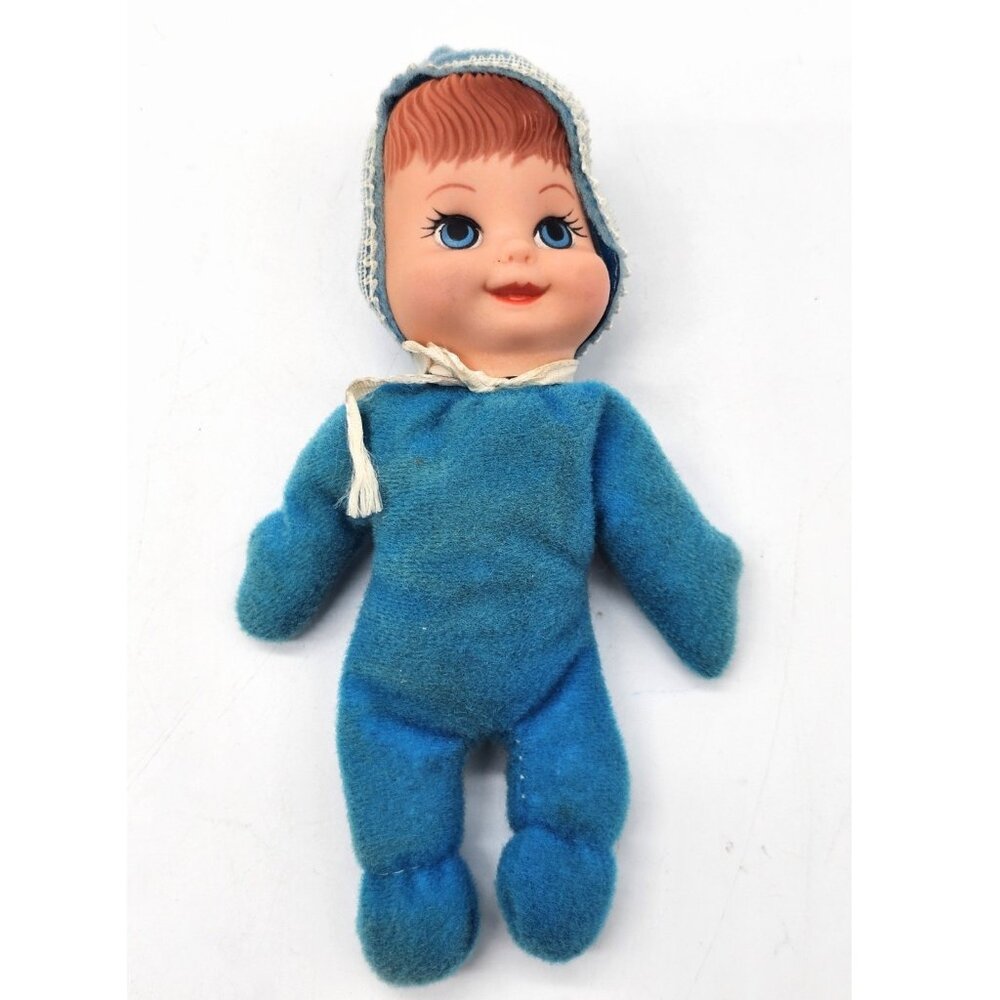 Vintage 1960s Floppy Tots Bean Bag Baby Doll Blue Blue Clothes Eyes Fun World